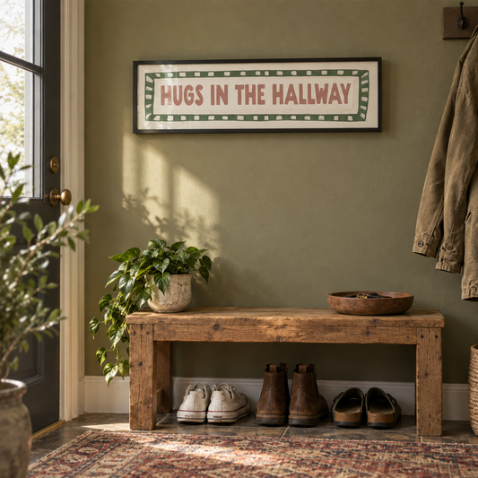 BB panorama natural 2026 | hugs-in-the-hallway-panoramic-print-funny-hallway-wall-art | setting