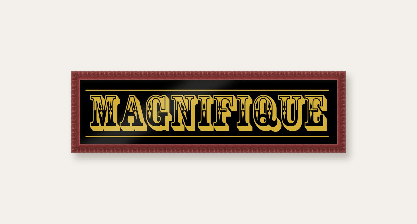 Magnifique panoramic print in a dark red bobbin frame