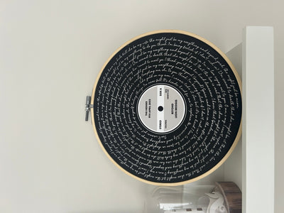 Customer photo — Personalised Song Lyrics Vinyl Record Cotton Canvas Circular Frame