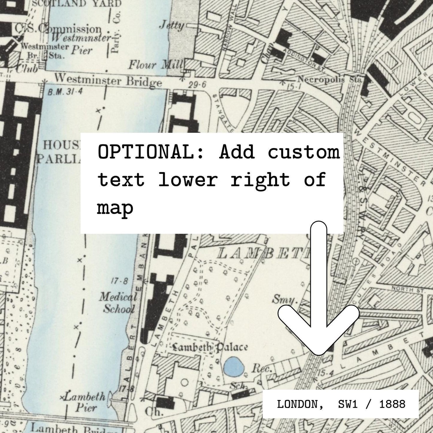 Personalised Old OS Map Print Float Mounted Frame