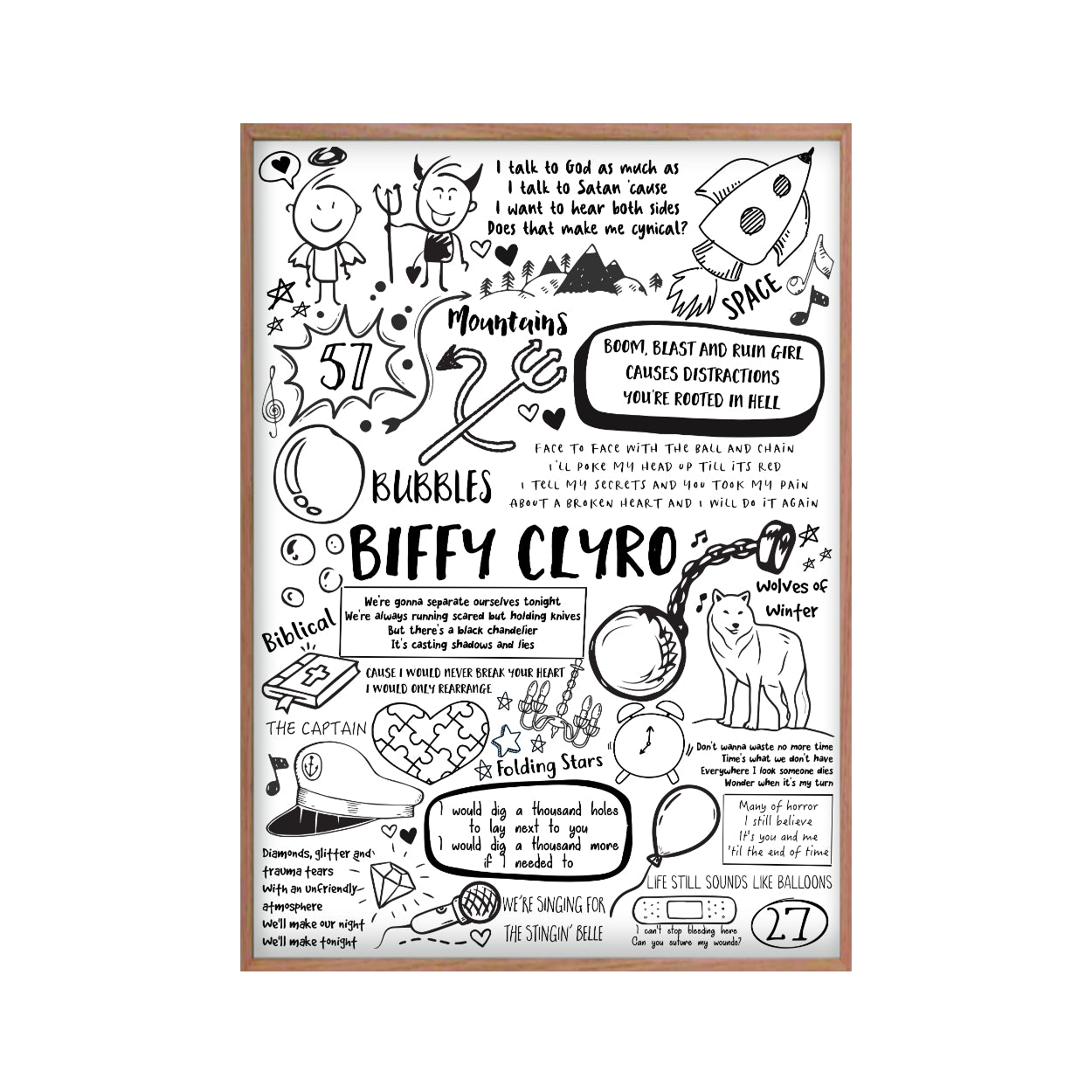 Biffy Clyro Song Lyric Album Print