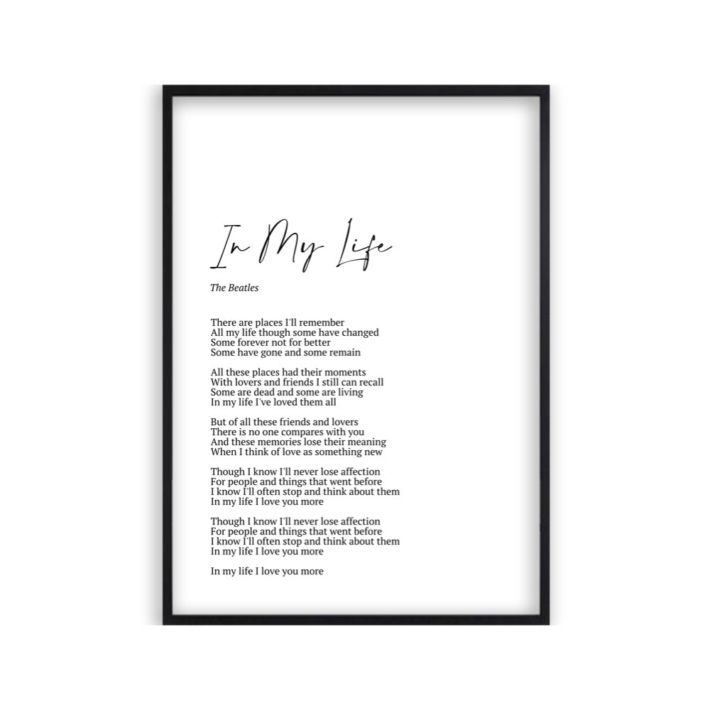 Personalised Song Lyrics Print