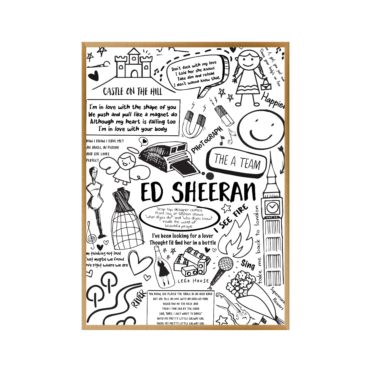 Ed Sheeran Song Lyric Album Print