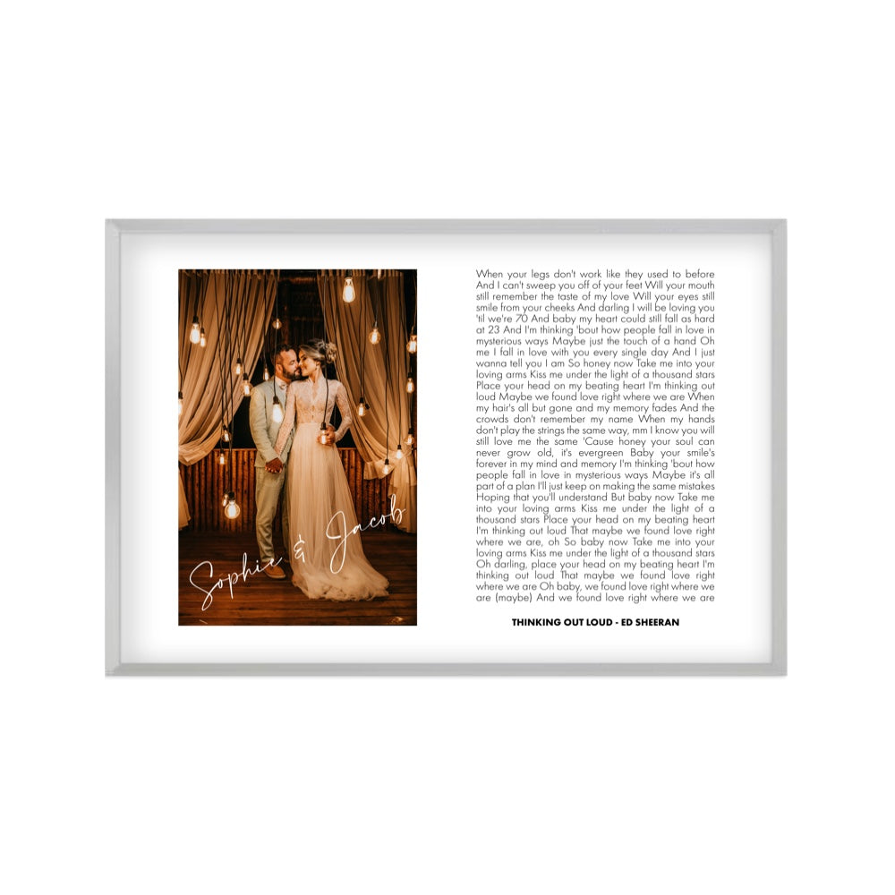 Personalised Song Lyrics And Photo Script Print
