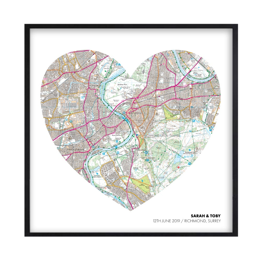 Personalised OS Map Heart Print