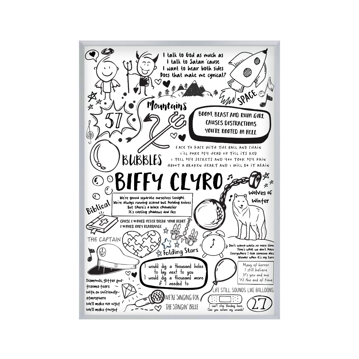 Biffy Clyro Song Lyric Album Print