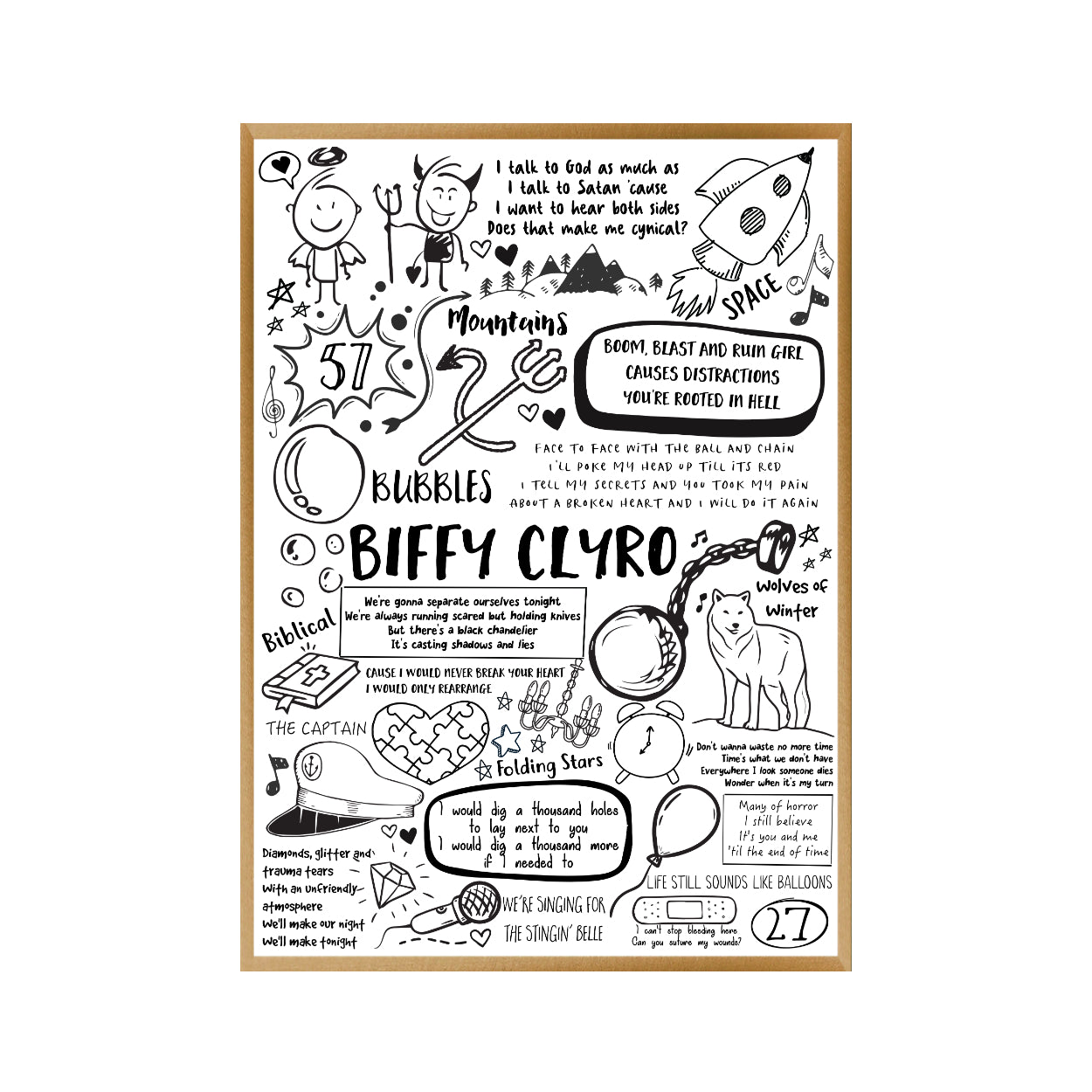 Biffy Clyro Song Lyric Album Print