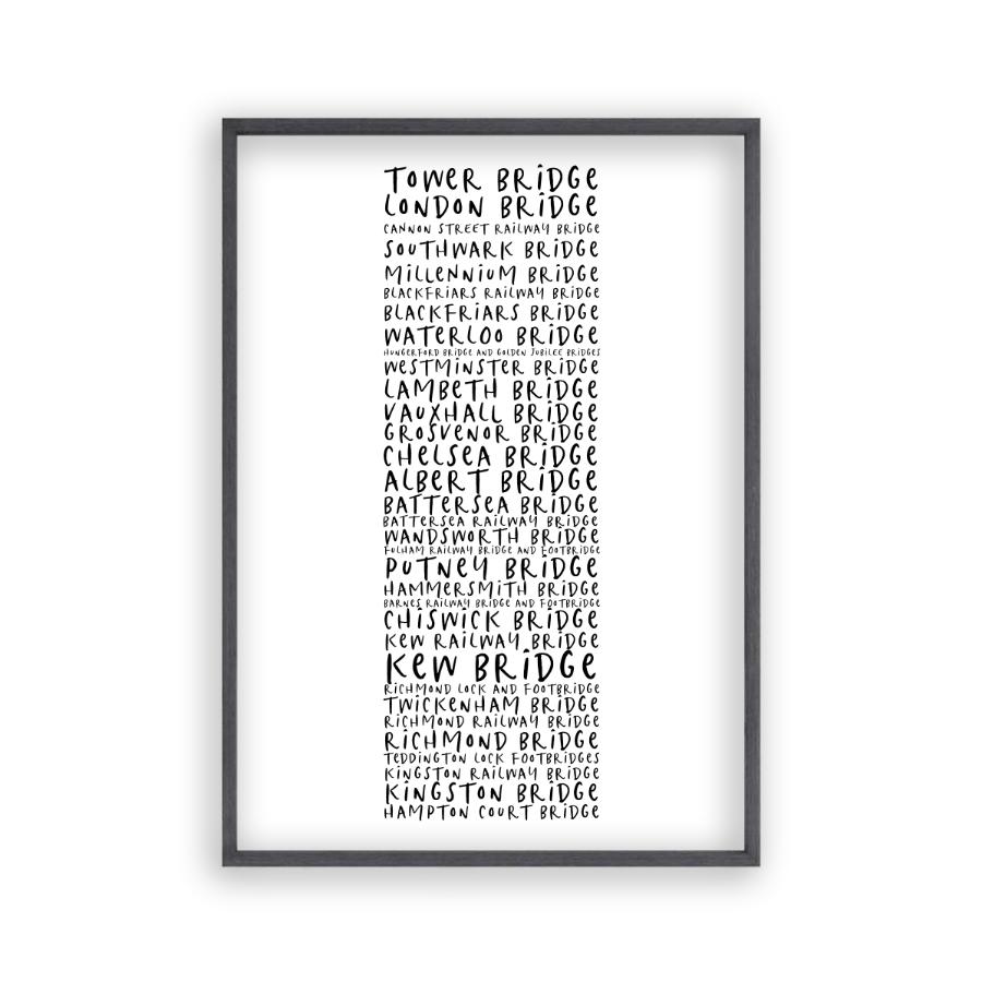 Bridges Of London Typography Print - Blim & Blum