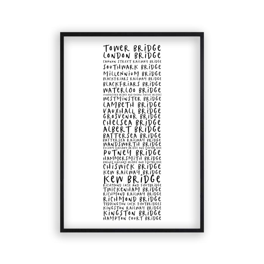 Bridges Of London Typography Print - Blim & Blum