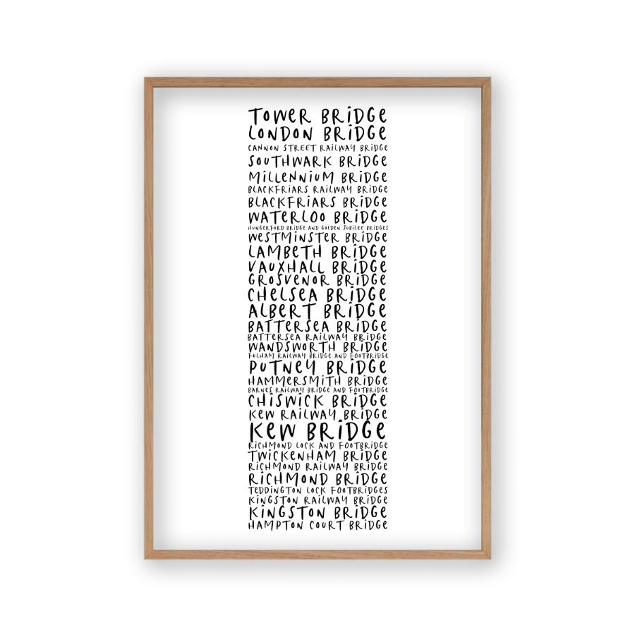 Bridges Of London Typography Print - Blim & Blum