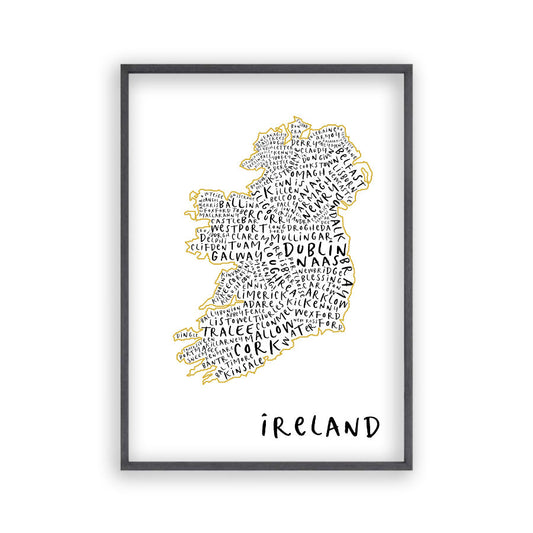 Ireland Typography Map Print