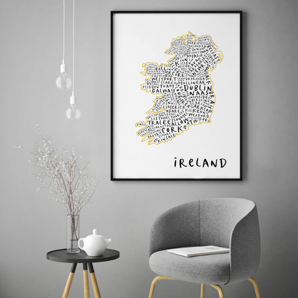 Ireland Typography Map Print