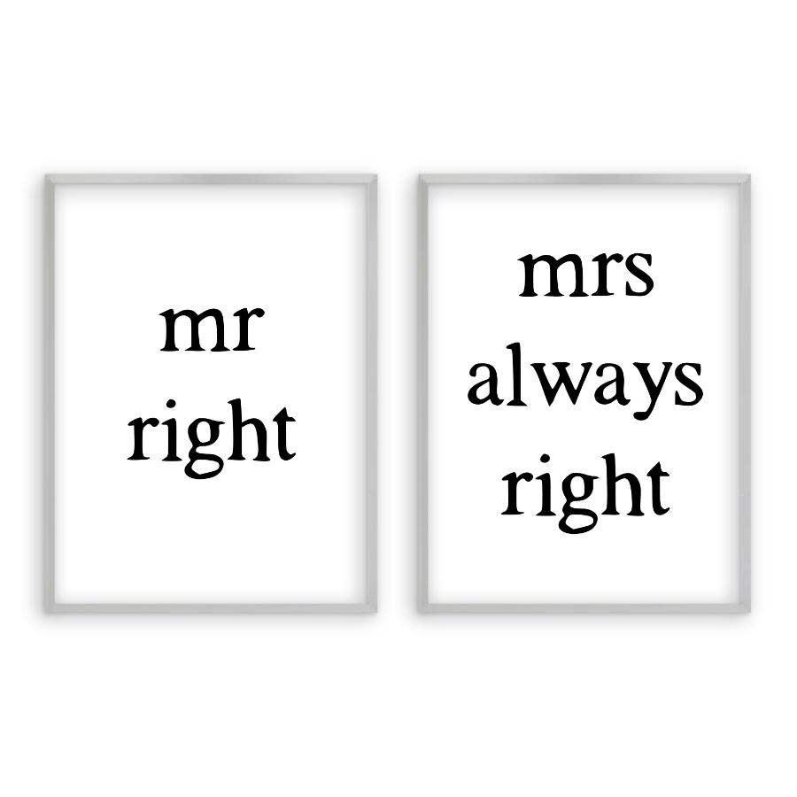 Mr Right Mrs Always Right - Set Of 2 Prints - Blim & Blum