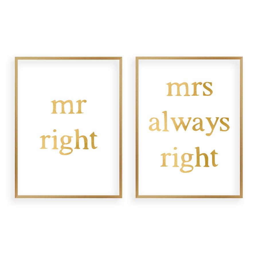 Mr Right Mrs Always Right - Set Of 2 Prints - Blim & Blum