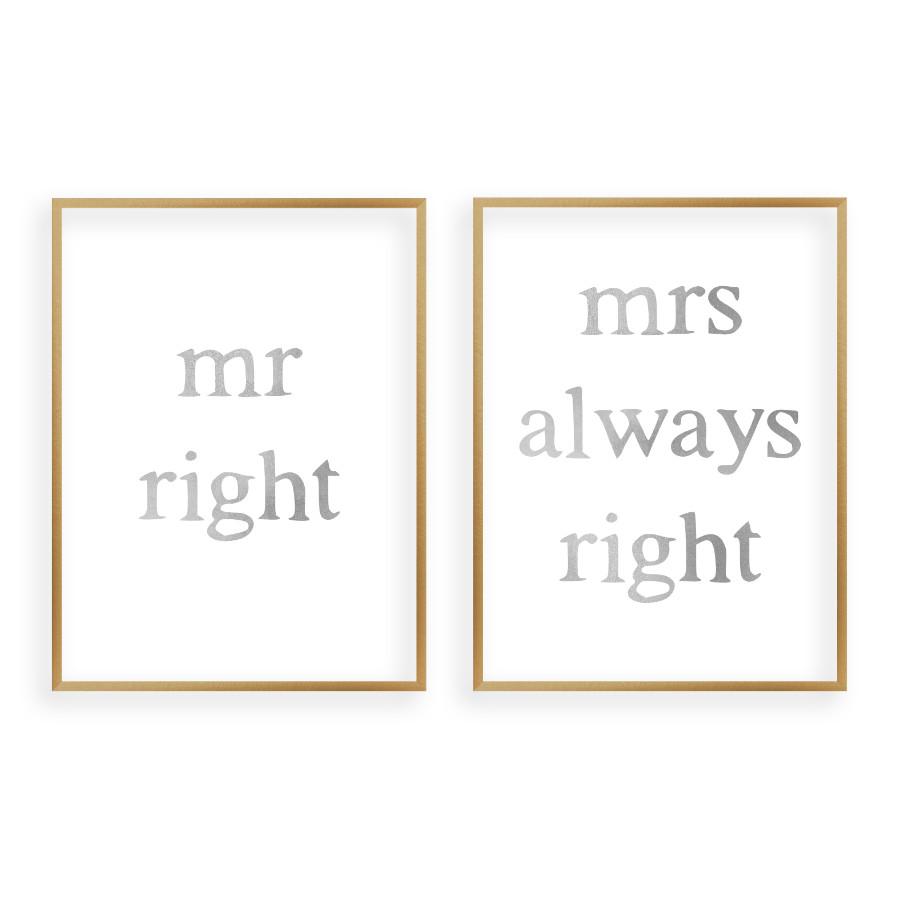 Mr Right Mrs Always Right - Set Of 2 Prints - Blim & Blum