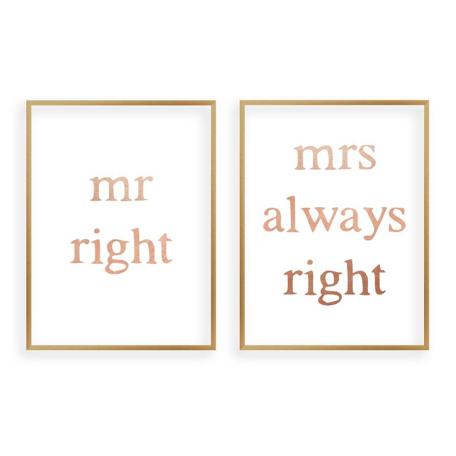 Mr Right Mrs Always Right - Set Of 2 Prints - Blim & Blum