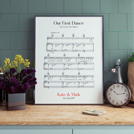 Personalised Song Sheet Music Print