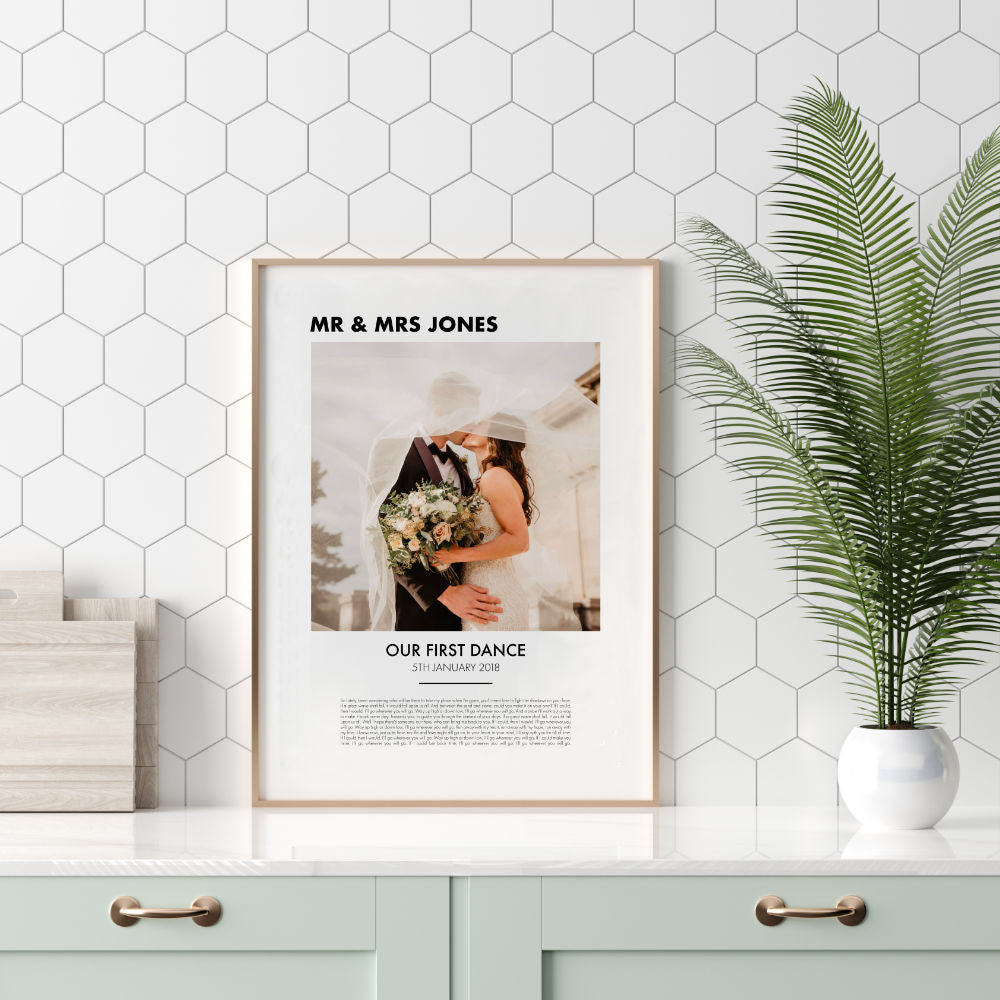 Personalised Song Lyrics And Photo Printed On Cotton