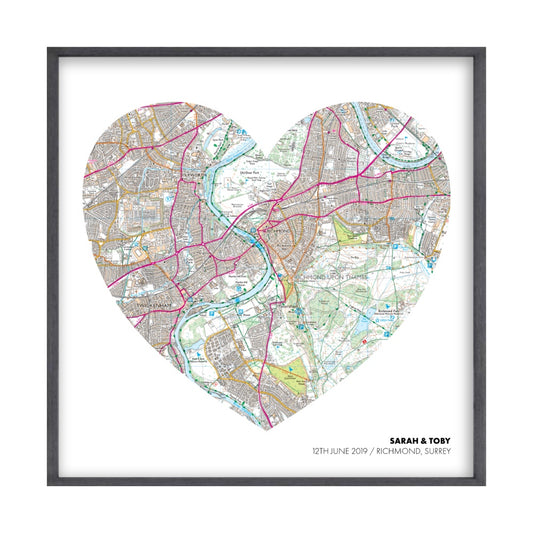 Personalised OS Map Heart Print