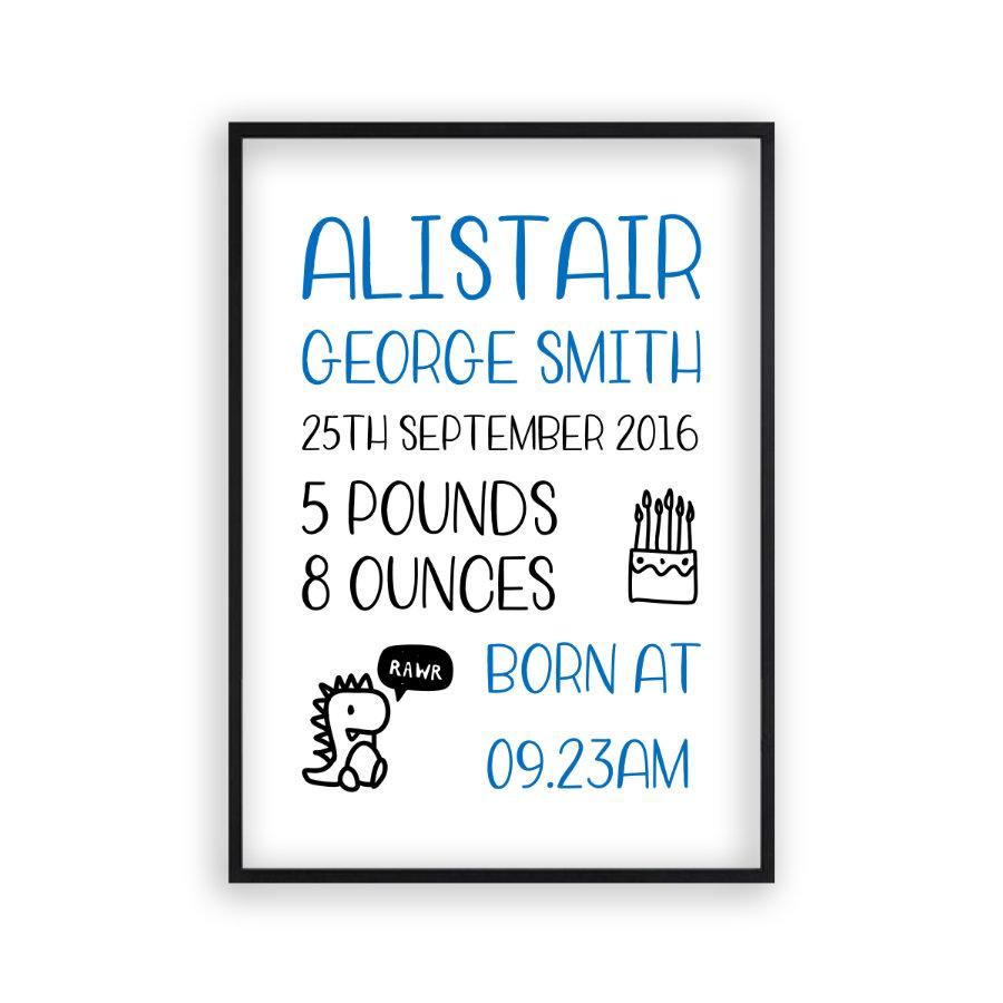 Personalised Baby Birth Print - Blim & Blum