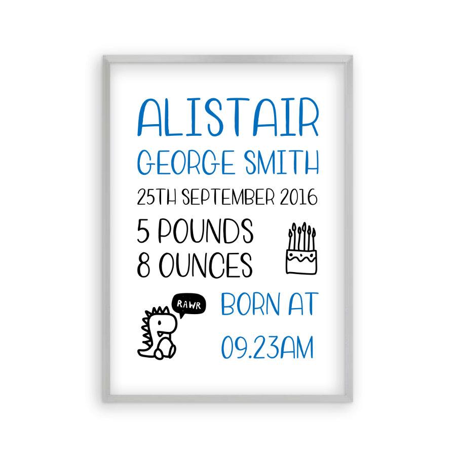 Personalised Baby Birth Print - Blim & Blum