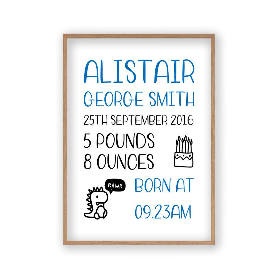 Personalised Baby Birth Print - Blim & Blum