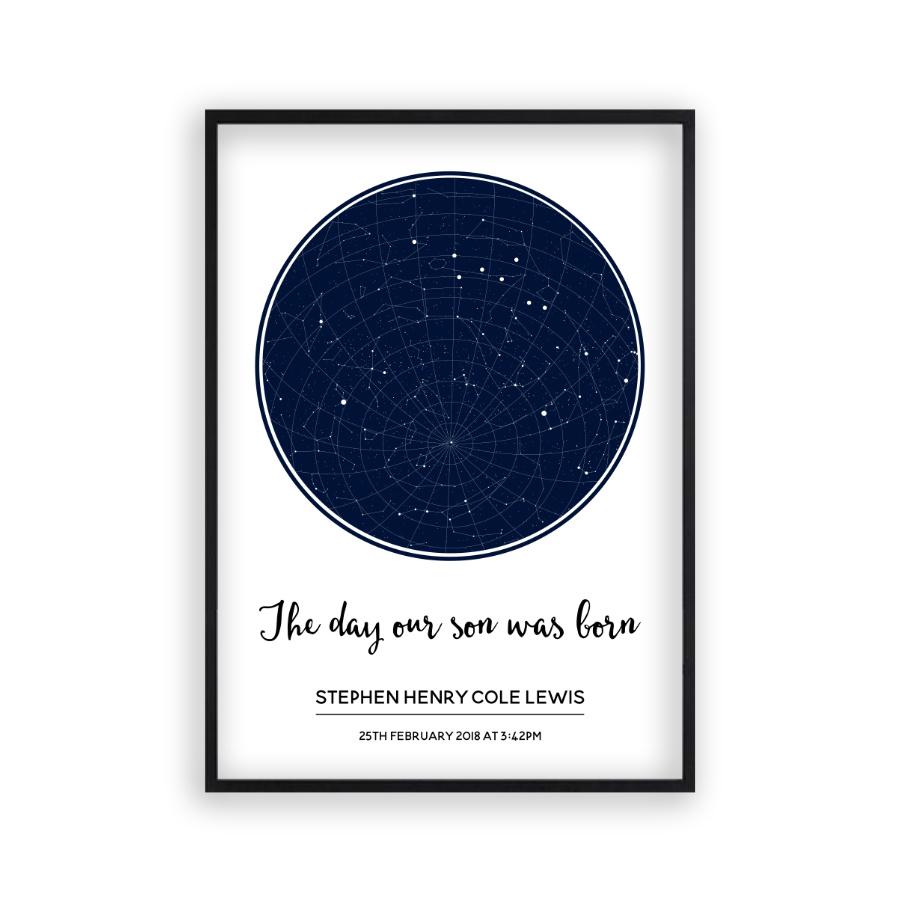 Personalised Day You Were Born Stars Print - Blim & Blum