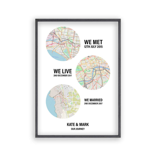 Personalised Couple Location Maps Print