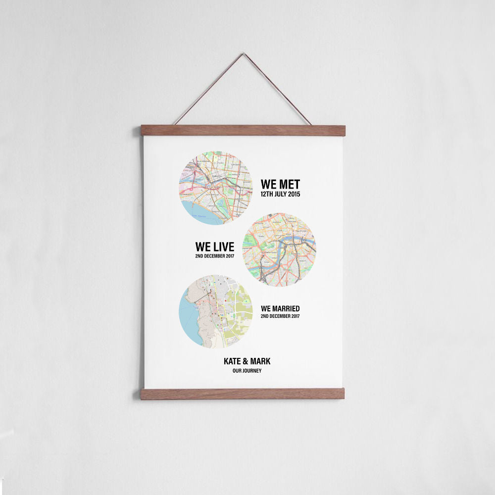Personalised Couple Location Maps Print