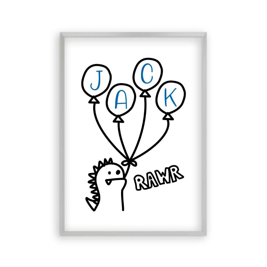 Personalised Dinosaur Children's Name Print - Blim & Blum