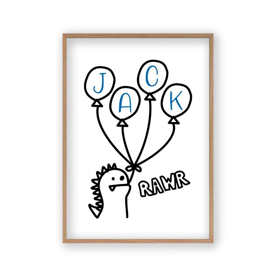 Personalised Dinosaur Children's Name Print - Blim & Blum