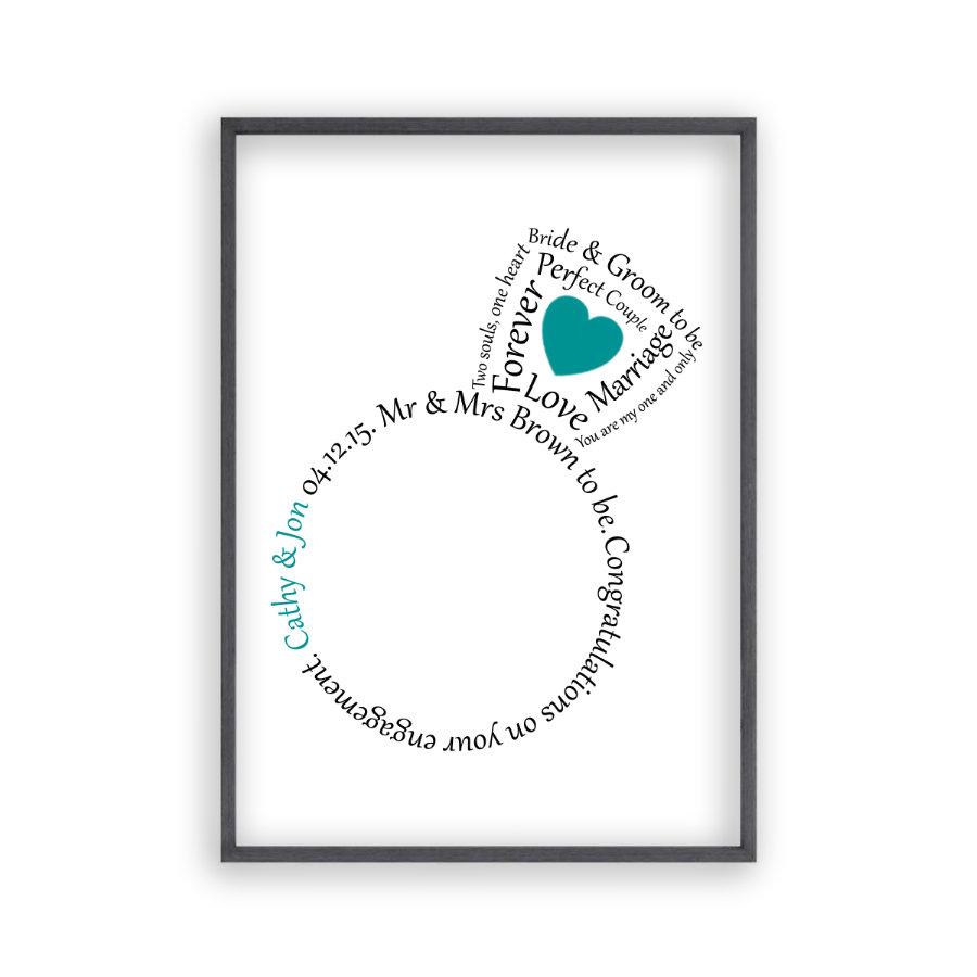Personalised Engagement Ring Heart Print - Blim & Blum