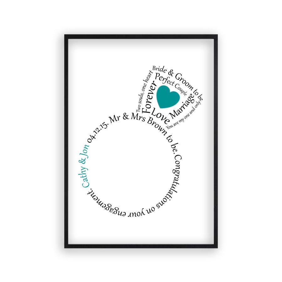 Personalised Engagement Ring Heart Print - Blim & Blum