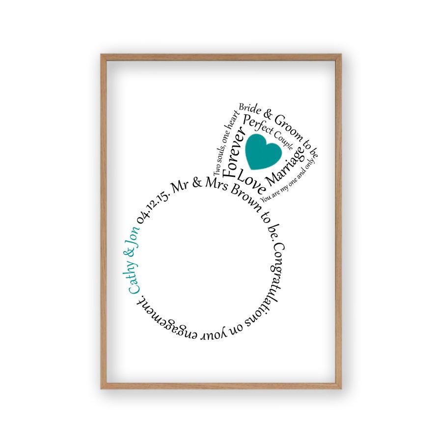 Personalised Engagement Ring Heart Print - Blim & Blum