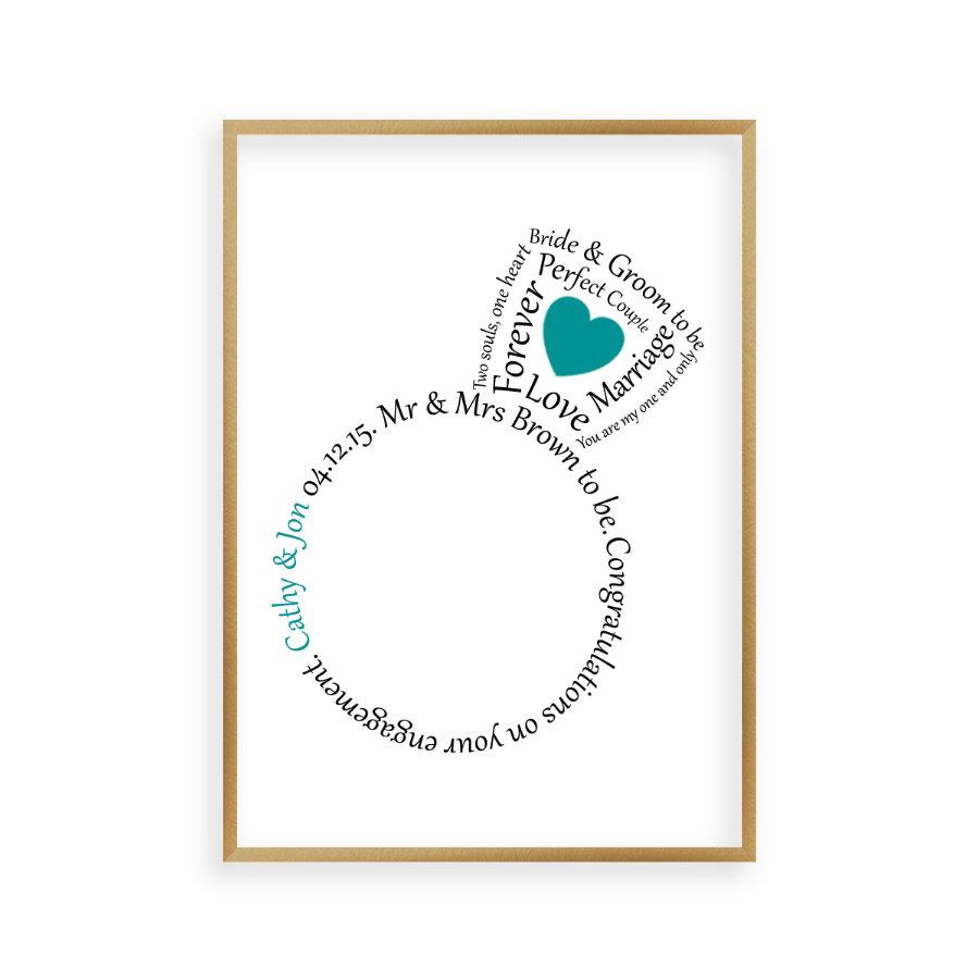 Personalised Engagement Ring Heart Print - Blim & Blum