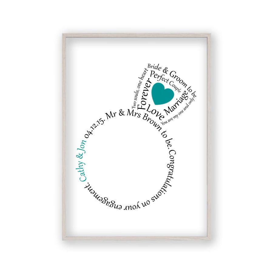 Personalised Engagement Ring Heart Print - Blim & Blum