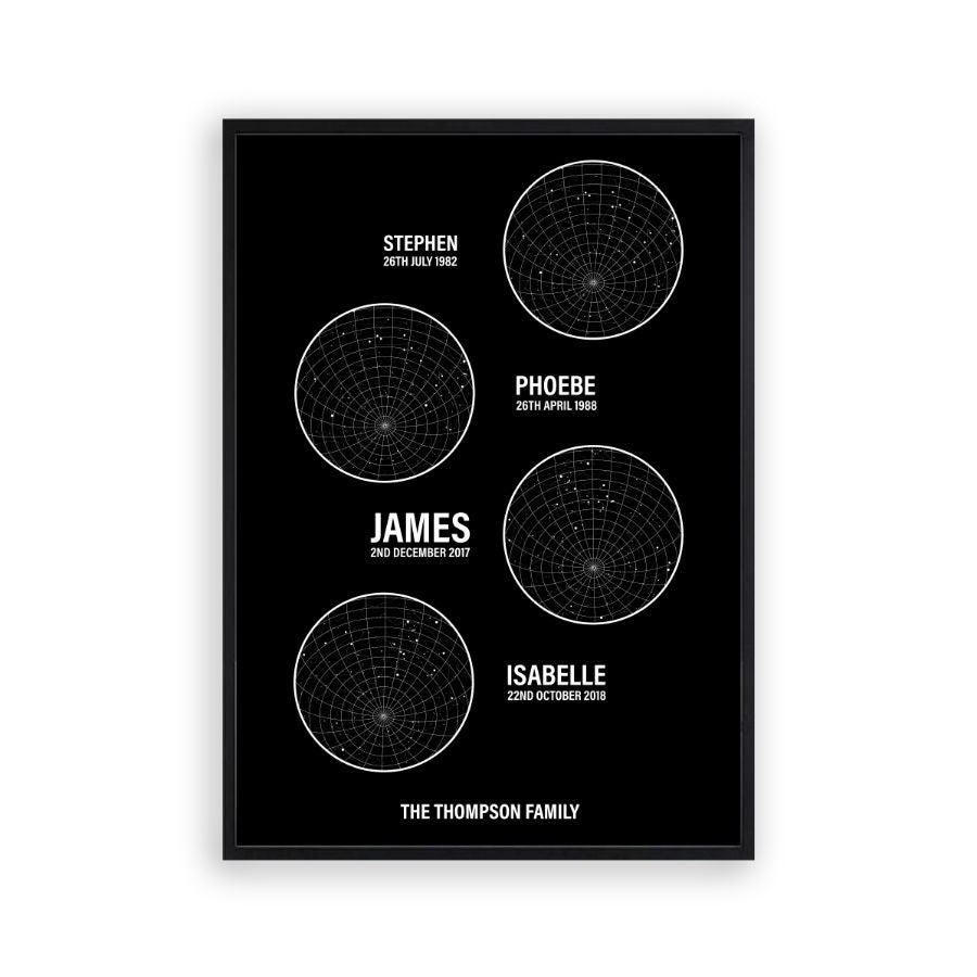 Personalised Family Star Maps Print