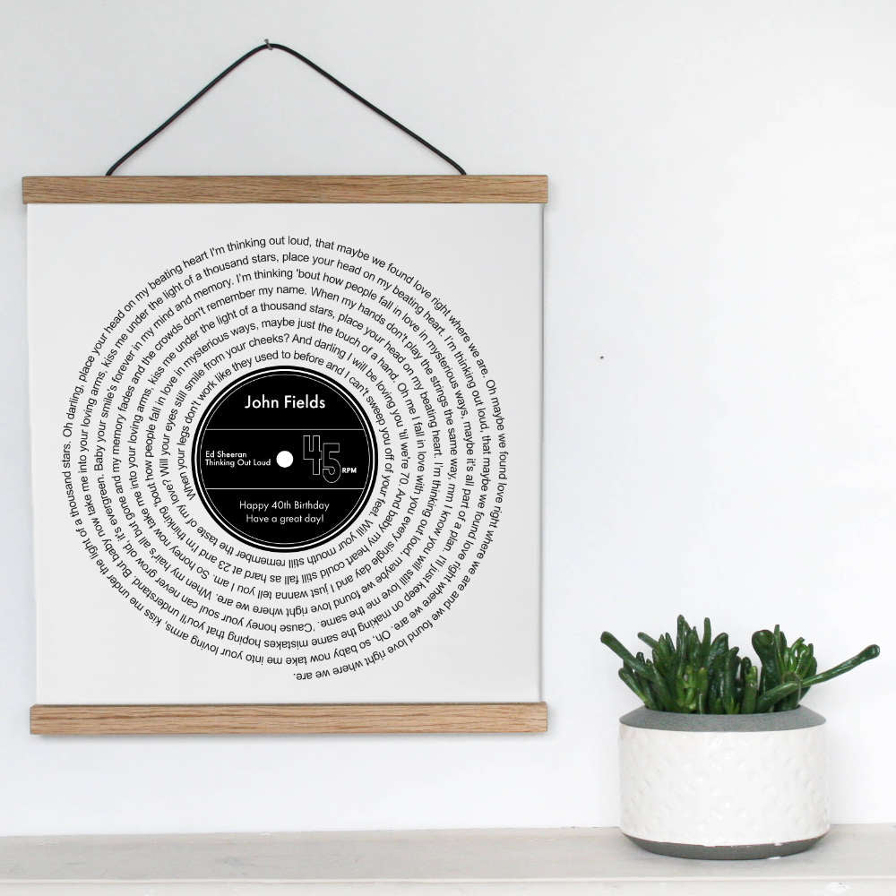 Personalised Vinyl Song Lyrics Record Print