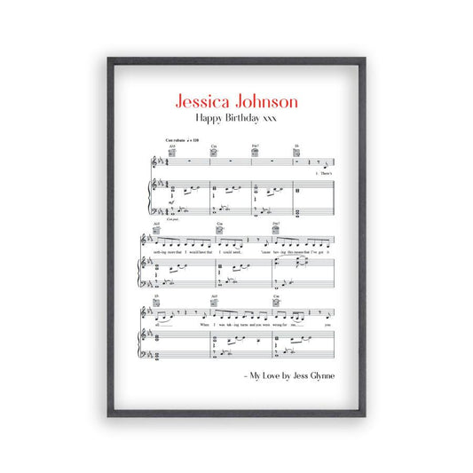 Personalised Favourite Song Music Sheet Notes Print - Blim & Blum