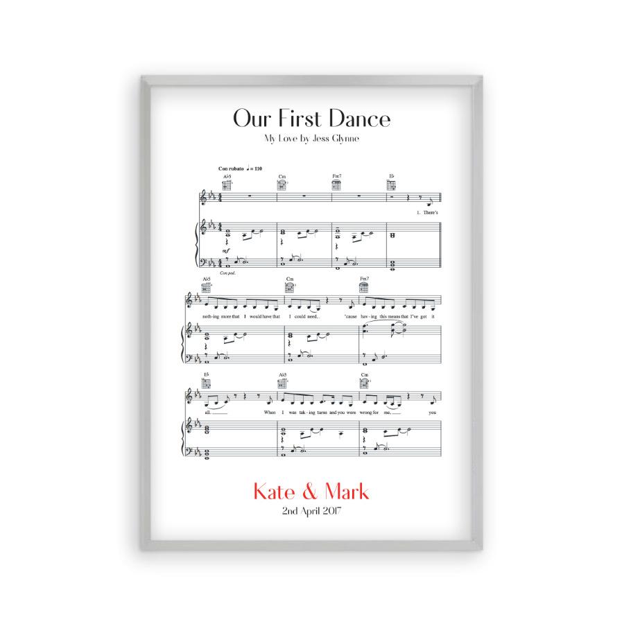 Personalised First Dance Wedding Music Sheet Notes Print - Blim & Blum