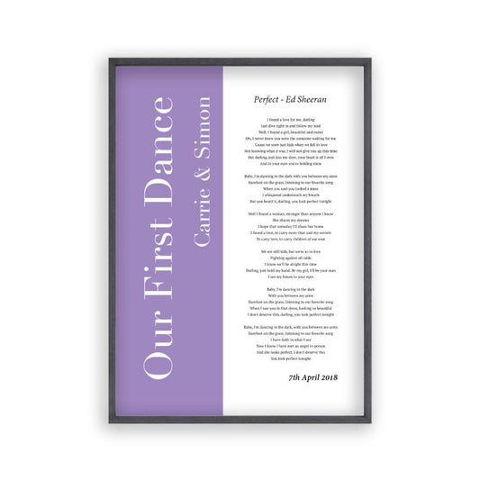 Personalised First Dance Wedding Song Lyrics Music Colour Block Print - Blim & Blum