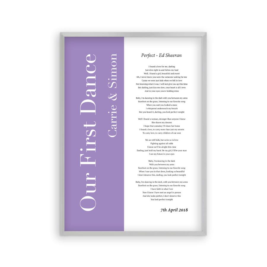 Personalised First Dance Wedding Song Lyrics Music Colour Block Print - Blim & Blum