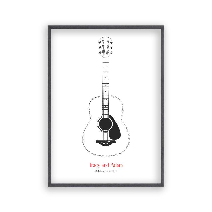 Personalised Guitar Song Lyrics Print - Blim & Blum