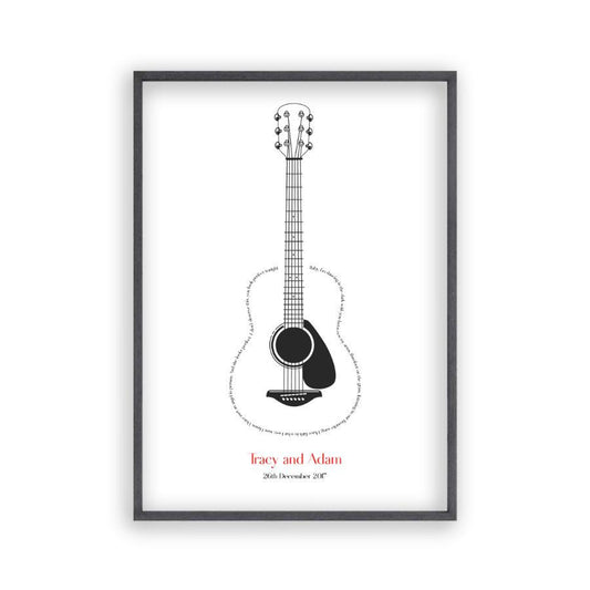 Personalised Guitar Song Lyrics Print - Blim & Blum