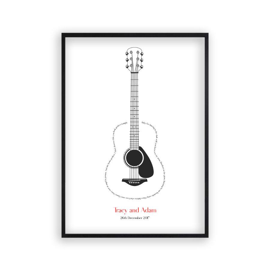 Personalised Guitar Song Lyrics Print - Blim & Blum