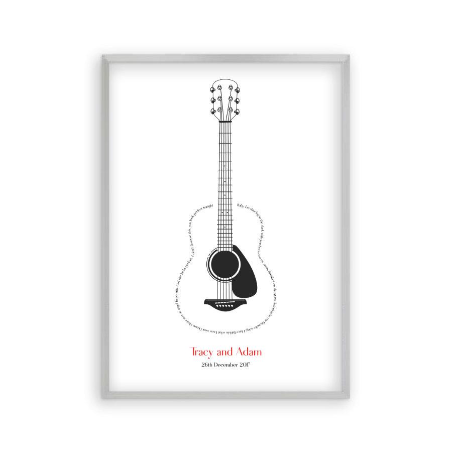 Personalised Guitar Song Lyrics Print - Blim & Blum