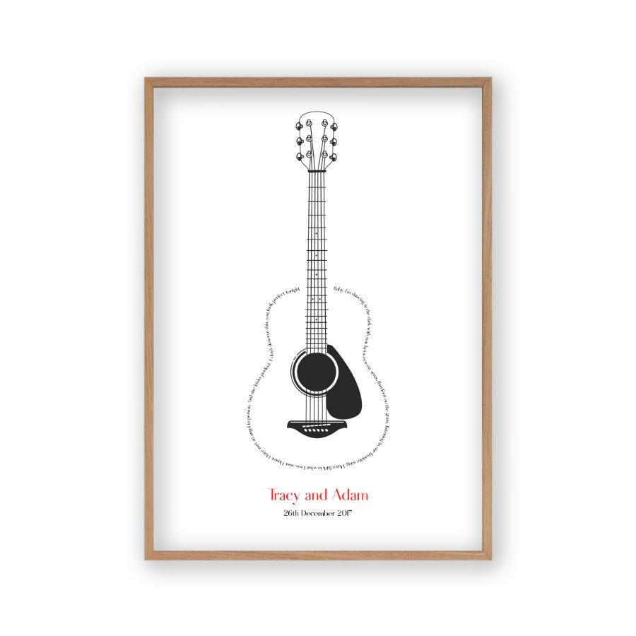 Personalised Guitar Song Lyrics Print - Blim & Blum