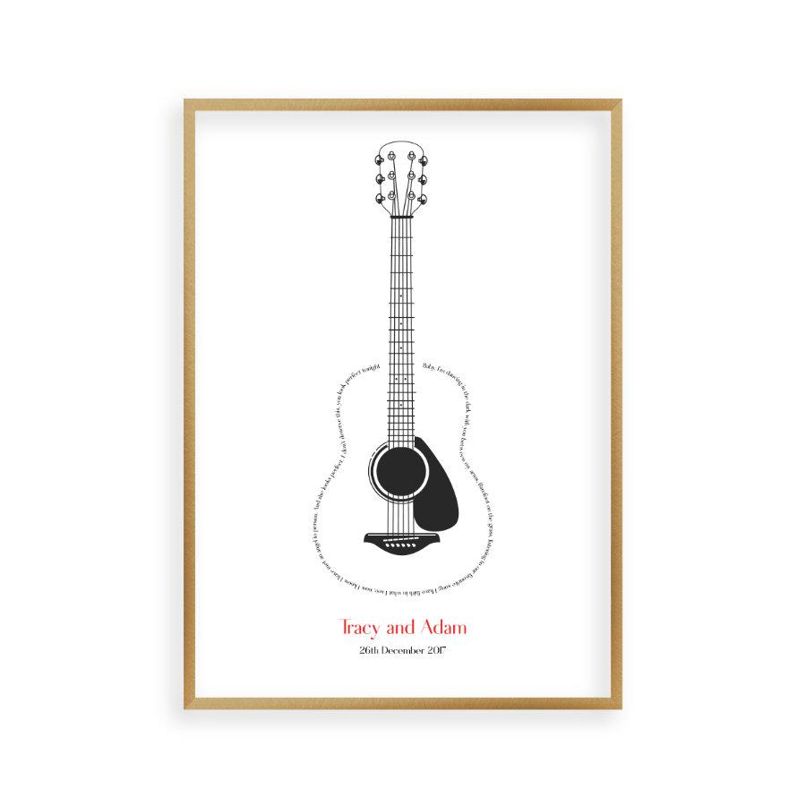 Personalised Guitar Song Lyrics Print - Blim & Blum