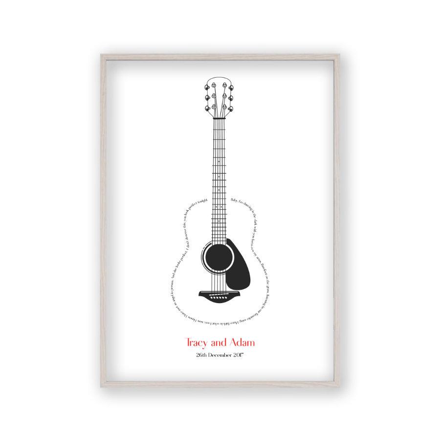 Personalised Guitar Song Lyrics Print - Blim & Blum
