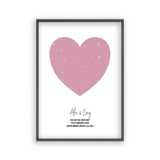 Personalised Heart Star Map Print